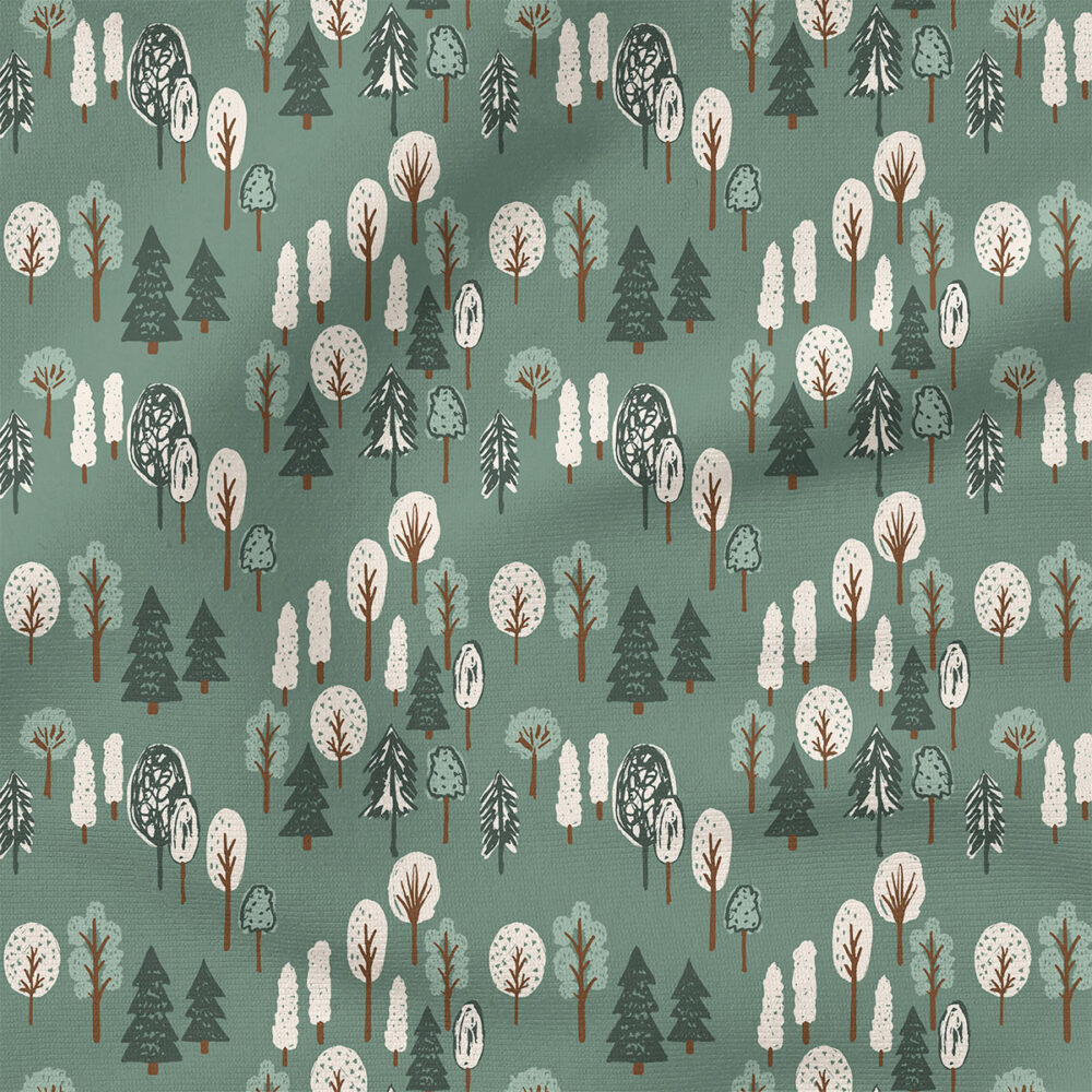 Woodland Forest (Green Bay) | Nature, Holiday Fabric Design | Hufton Studio